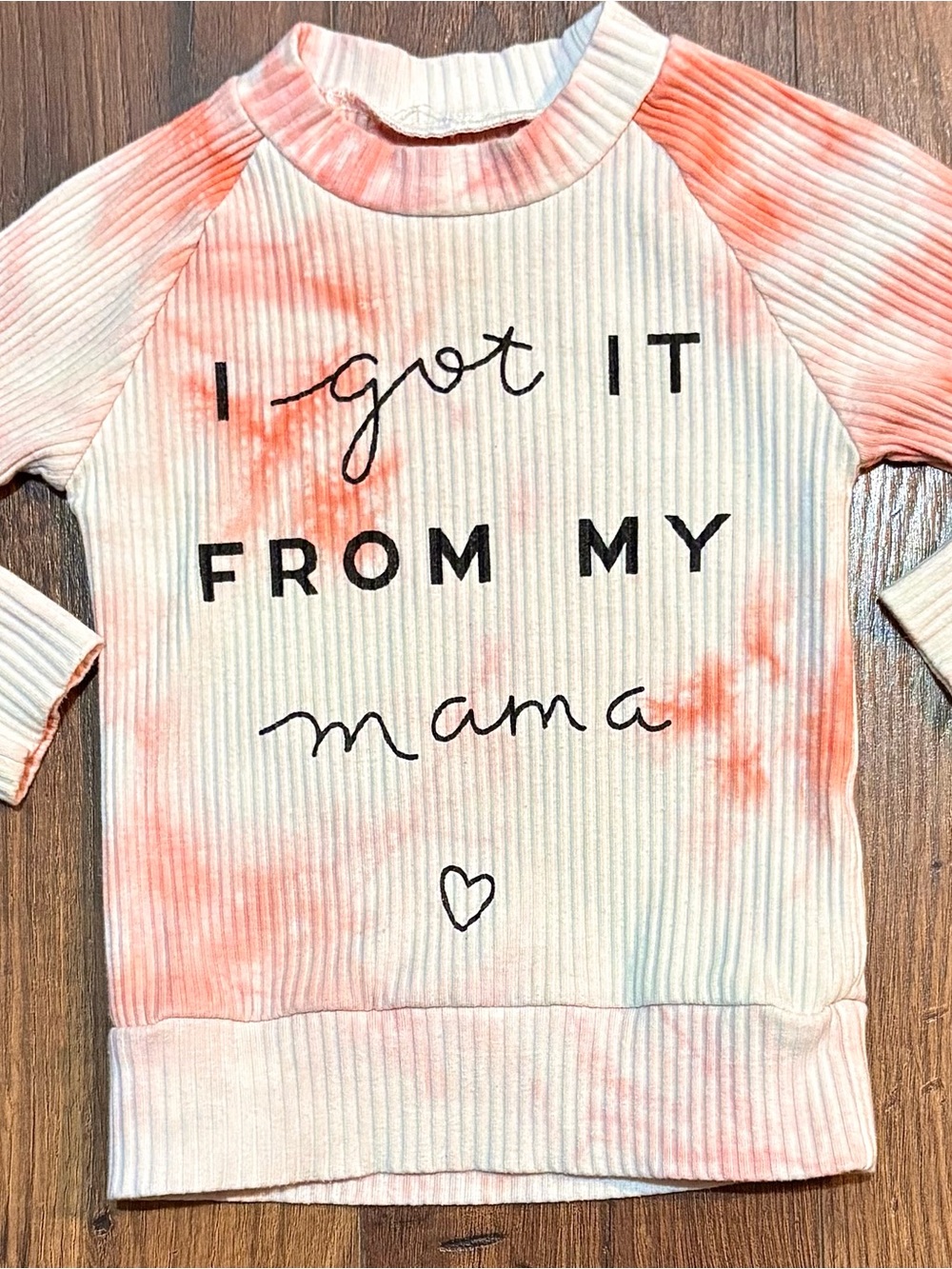 Source Unknown Cream Tie-Dye Ribbed Kids Sweatshirt - Pink Accents